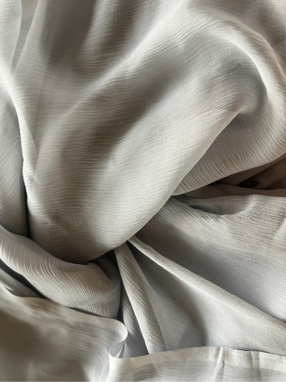 New French Nymph Chiffon 100% Silk 36 Gms Saree Fabric 45" W 6 yds silver gray